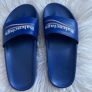 blue balenciaga slides